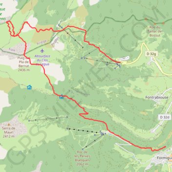 Trace GPS Puyvalador-Formiguere par le pic de la tribune, itinéraire, parcours