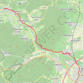 Trace GPS Véloroute de la vallée de Villé, itinéraire, parcours