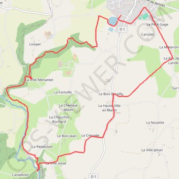 Trace GPS De Plessala vers la Roche aux Cerfs, itinéraire, parcours