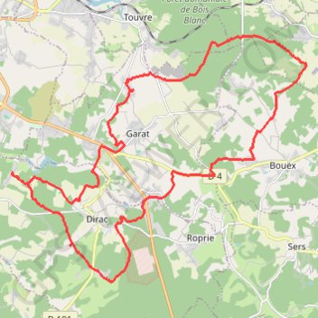 Trace GPS Bouex vers Garat 32.9 kms, itinéraire, parcours