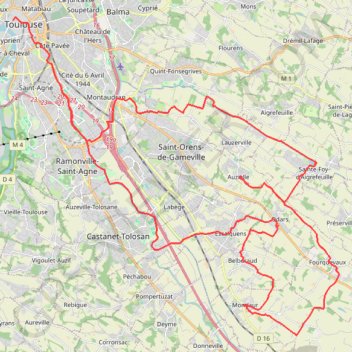 Trace GPS Côteaux de Saint Orens, itinéraire, parcours
