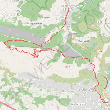 Trace GPS OT-OLLIOULES CERVEAU-Gr 2, itinéraire, parcours