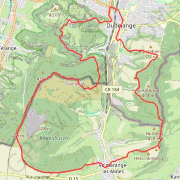 Trace GPS Dudelange - Volmerange-les-Mines, itinéraire, parcours