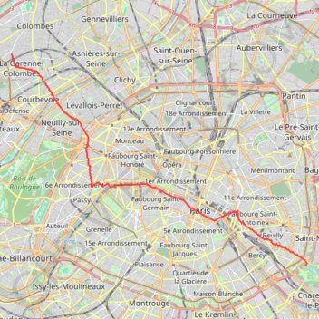 Trace GPS Traversée Ouest-Est de Paris, itinéraire, parcours