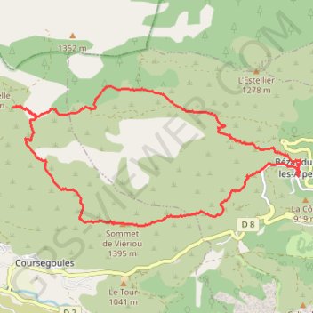 Trace GPS Rando Bezaudun - Vierou - 4 Chemins, itinéraire, parcours