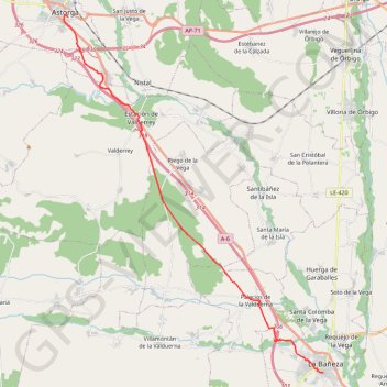 Trace GPS SE32-LaBaneza-Astorga, itinéraire, parcours