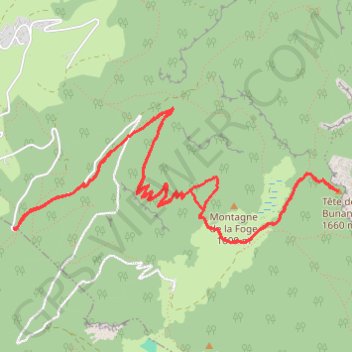 Trace GPS Tête de Bunant, itinéraire, parcours