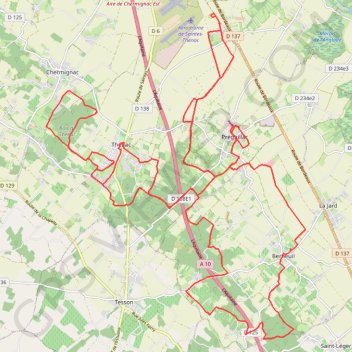 Trace GPS ONmove-500-HRM---18-10-2021 Berneuil Les Arenes Thenac Chermignac, itinéraire, parcours
