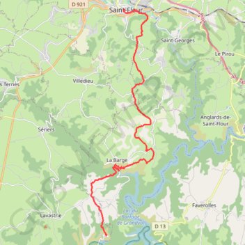 Trace GPS GRP Tour de la Planèze J1 - Saint-Flour Grandval, itinéraire, parcours