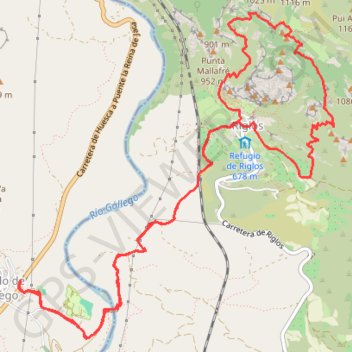 Trace GPS Tour des Mallos de Riglos, itinéraire, parcours