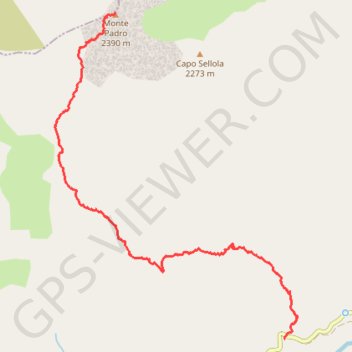 Trace GPS Monte Padru, itinéraire, parcours
