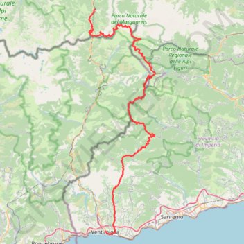 Trace GPS Limone - Ventimiglia, itinéraire, parcours