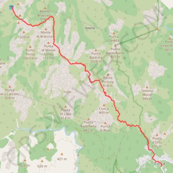 Trace GPS Du refuge d'I Paliri à Conca, itinéraire, parcours