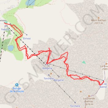 Trace GPS Col de Balme par les pistes, itinéraire, parcours