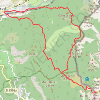 Trace GPS Randonnée 6 : Grammondo ou Gramondo en boucle (Aller par la Source de l'Albaréa ; Retour par Le Cuore) depuis Sospel [ https://www.toujoursplushaut06.fr/Description/Grammondo-Gramondo-Grand-Mont ], itinéraire, parcours