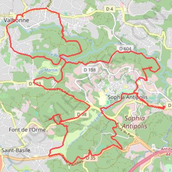 Trace GPS Sophia-Antipolis - Valbonne, itinéraire, parcours