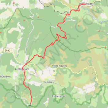 Trace GPS Gite Bleymard - Chasserades, itinéraire, parcours