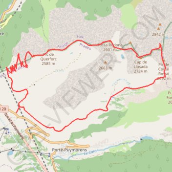 Trace GPS Pic de Querforc, puig de Trespunts, puig de Coma d'Or depuis le Puymorens, itinéraire, parcours