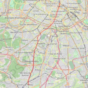 Trace GPS Chemin de Compostelle - Paris à Massy, itinéraire, parcours