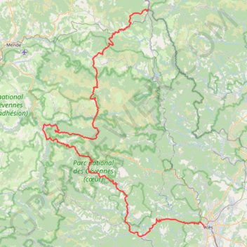 Trace GPS GR70 Chemin Stevenson De La Bastide-Puylaurent (Lozère) à Alès (Gard), itinéraire, parcours