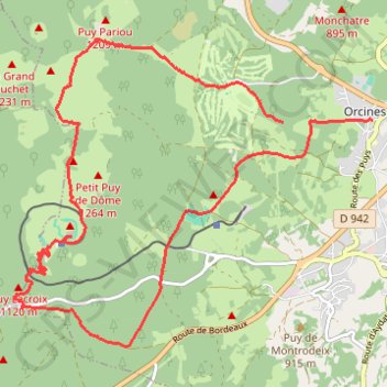 Trace GPS Orcines - Sommet du Puy de Dôme, itinéraire, parcours