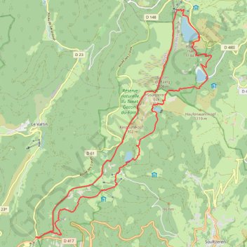 Trace GPS Schlucht Tanet faing lac Blanc Noir Forlet Vert, itinéraire, parcours