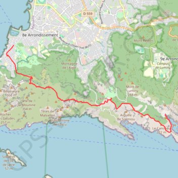 Trace GPS Morgiou - La Madrague, itinéraire, parcours