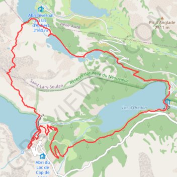 Trace GPS Circuit des lacs du Néouvielle par le pas du Gat, itinéraire, parcours