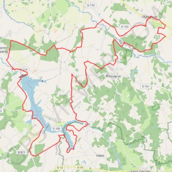 Trace GPS Lacs Hte-Charente-10-Noir, itinéraire, parcours