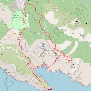 Trace GPS Par la Calanque de Sormiou depuis les Baumettes, itinéraire, parcours