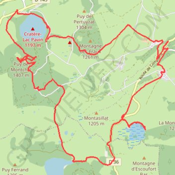Trace GPS Autour du Puy du Sancy - lacs Pavin - Montcineyre - Bourdouze - Anglard - Chandeze, itinéraire, parcours