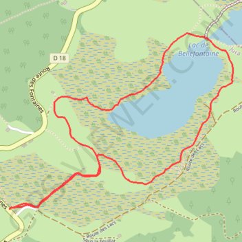 Trace GPS Tour du Lac de Bellefontaine - Jura, itinéraire, parcours