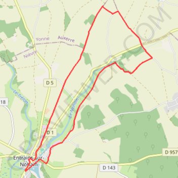 Trace GPS Circuit de l'eau - Entrains-sur-Nohain, itinéraire, parcours