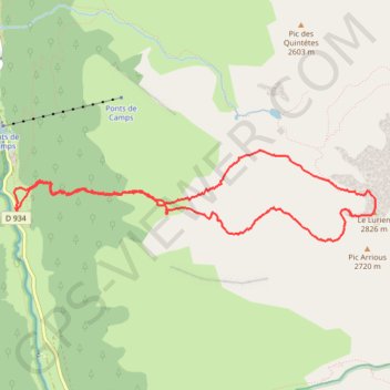 Trace GPS Le Lurien par le vallon de Gabardères, itinéraire, parcours