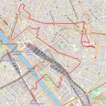 Trace GPS Paris XII, itinéraire, parcours