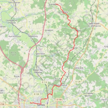 Trace GPS Chemin de Tours (de Grandjean à Saintes ), itinéraire, parcours