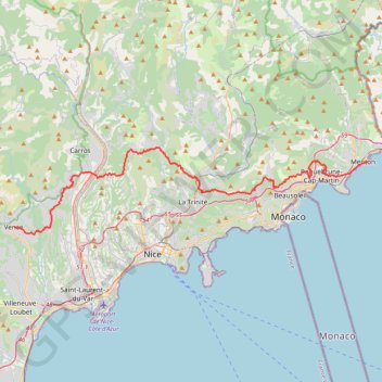 Trace GPS GR653A Randonnée de Menton à Vence (Alpes-Maritimes), itinéraire, parcours