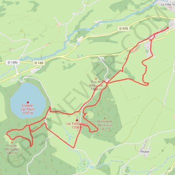Trace GPS Besse Puy Montchal Lac Pavin, itinéraire, parcours