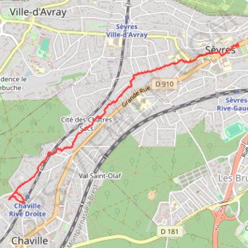 Trace GPS Chaville Sèvres, itinéraire, parcours