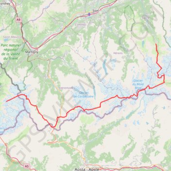 Trace GPS Chamonix - Zermatt - Zinal, itinéraire, parcours