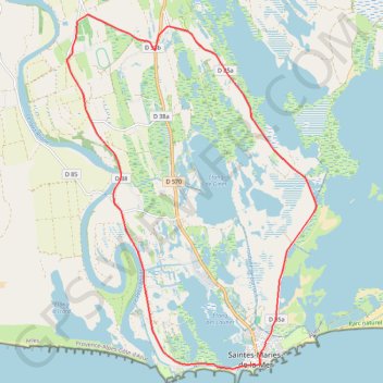 Trace GPS Autour des Saintes-Maries-de-la-Mer, itinéraire, parcours