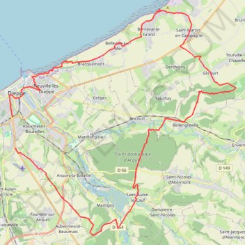 Trace GPS Dieppe, itinéraire, parcours