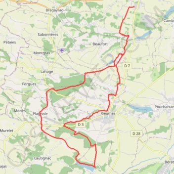 Trace GPS Lac de saveres - forêt de Rieumes, itinéraire, parcours