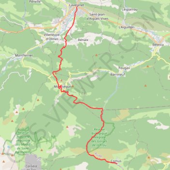 Trace GPS Comus - Lavelanet (Grande Traversée), itinéraire, parcours