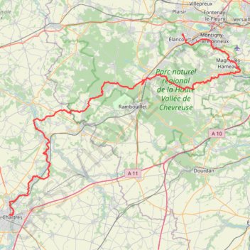 Trace GPS Chartres - Saint-Quentin-en-Yvelines, itinéraire, parcours