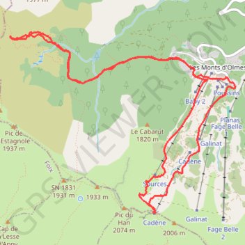 Trace GPS Ski de randonnée - Les Monts d'Olmes, itinéraire, parcours