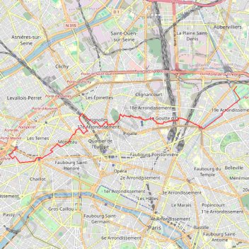 Trace GPS Paris portes Maillot - La Villette, itinéraire, parcours