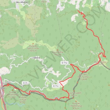 Trace GPS Puig Neulos en traversée du Perthus à Laroque des Albères, itinéraire, parcours