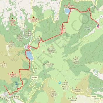 Trace GPS Autour du Puy de Sancy - Mont Dore - Prends-toi-Garde - Lac de Guery - Lac de Servières - Hameau de Pessade - Cascade de Queureuilh, itinéraire, parcours