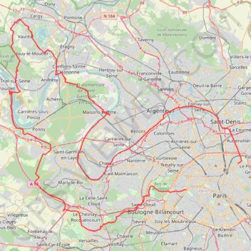 Trace GPS Boucle Avenue Verte - Courdimanche - Versailles, itinéraire, parcours